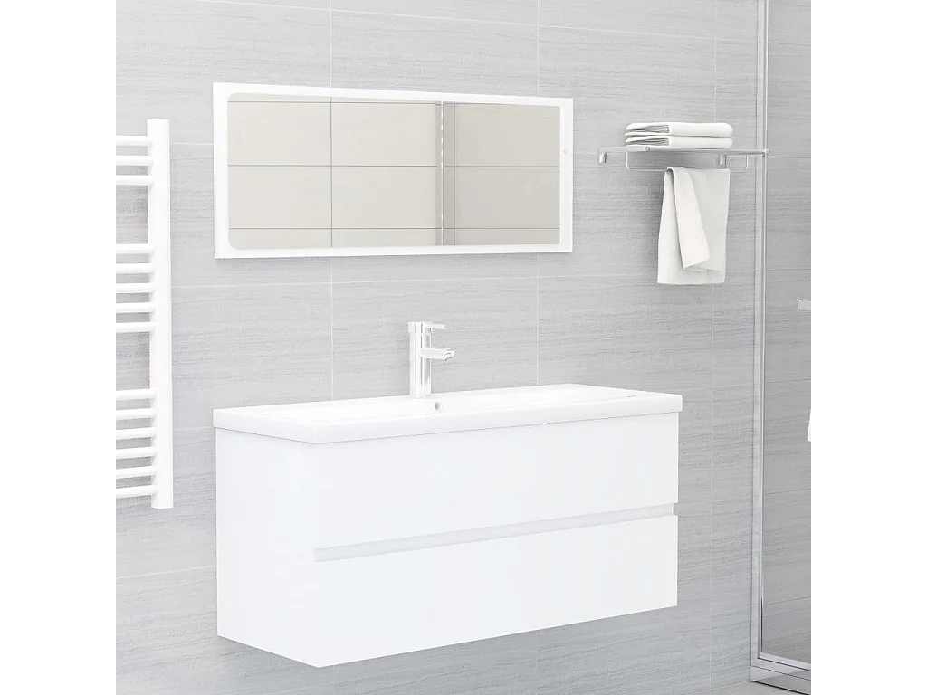 Mueble para lavabo blanco 100x38,5x45 cm Madera de ingeniería