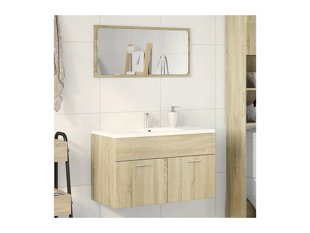 Sonoma eikenhouten wastafelkast voor in de badkamer