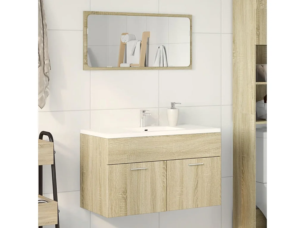 Sonoma eikenhouten wastafelkast voor in de badkamer