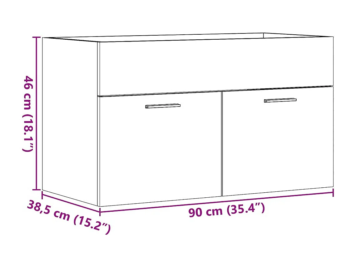 Sonoma eikenhouten wastafelkast voor in de badkamer