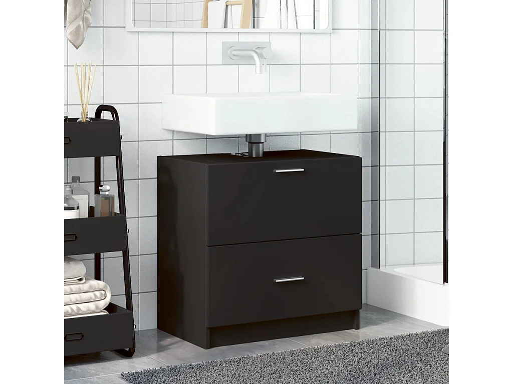 Mobile lavabo nero 59x37x59 cm in legno ingegnerizzato