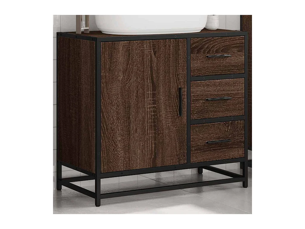Armoire de lavabo de salle de bain chêne marron 65x33x60 cm