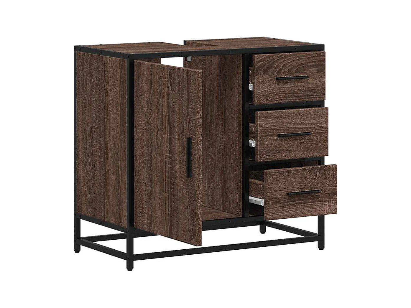 Armoire de lavabo de salle de bain chêne marron 65x33x60 cm