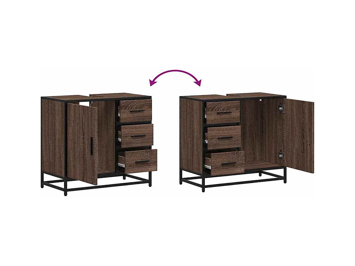 Armoire de lavabo de salle de bain chêne marron 65x33x60 cm