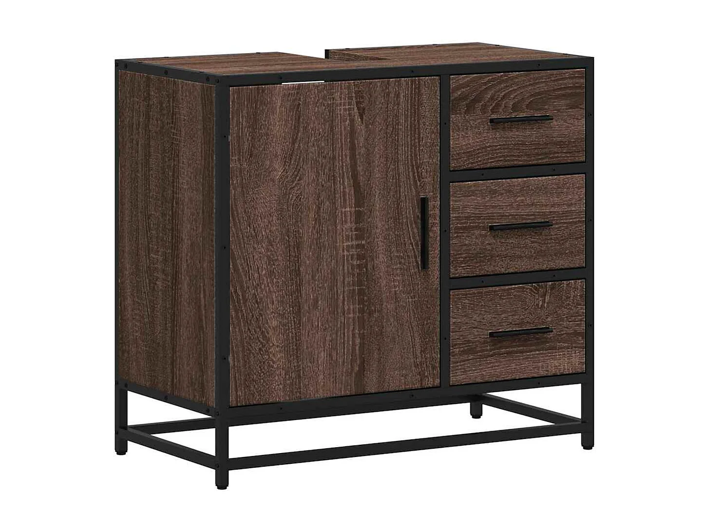 Armoire de lavabo de salle de bain chêne marron 65x33x60 cm