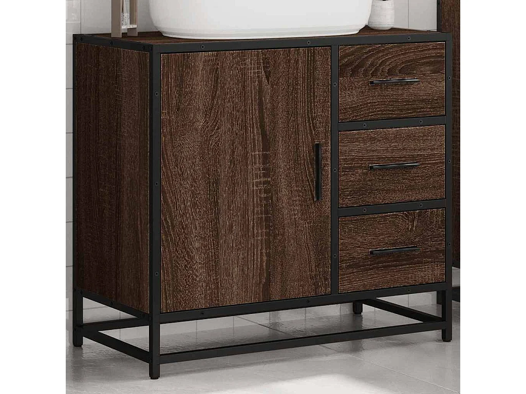 Armoire de lavabo de salle de bain chêne marron 65x33x60 cm