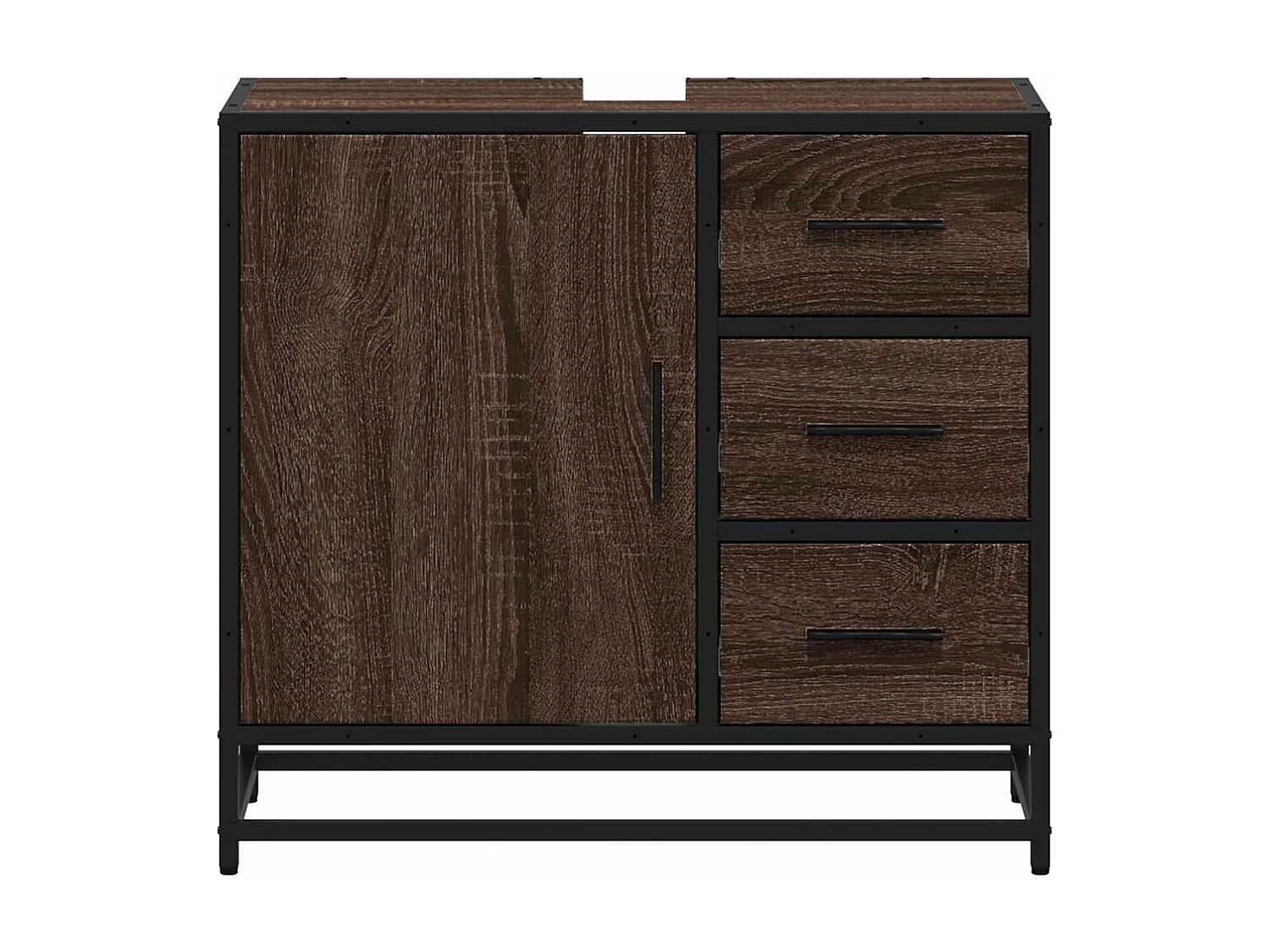 Armoire de lavabo de salle de bain chêne marron 65x33x60 cm