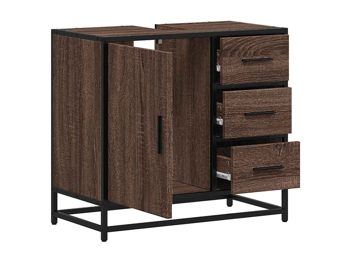 Armoire de lavabo de salle de bain chêne marron 65x33x60 cm