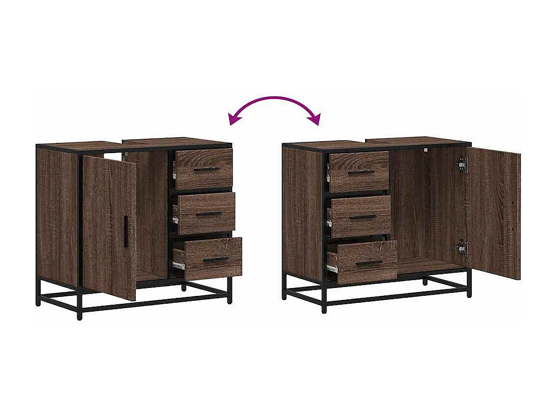 Armoire de lavabo de salle de bain chêne marron 65x33x60 cm