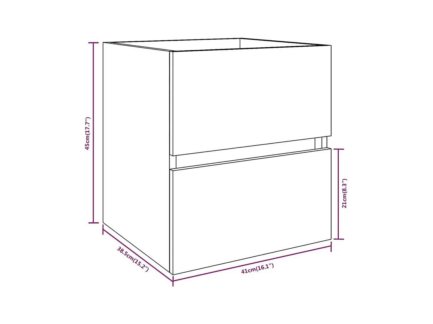 Gerookte eiken spoelbakkast 41x38,5x45 cm bewerkt hout