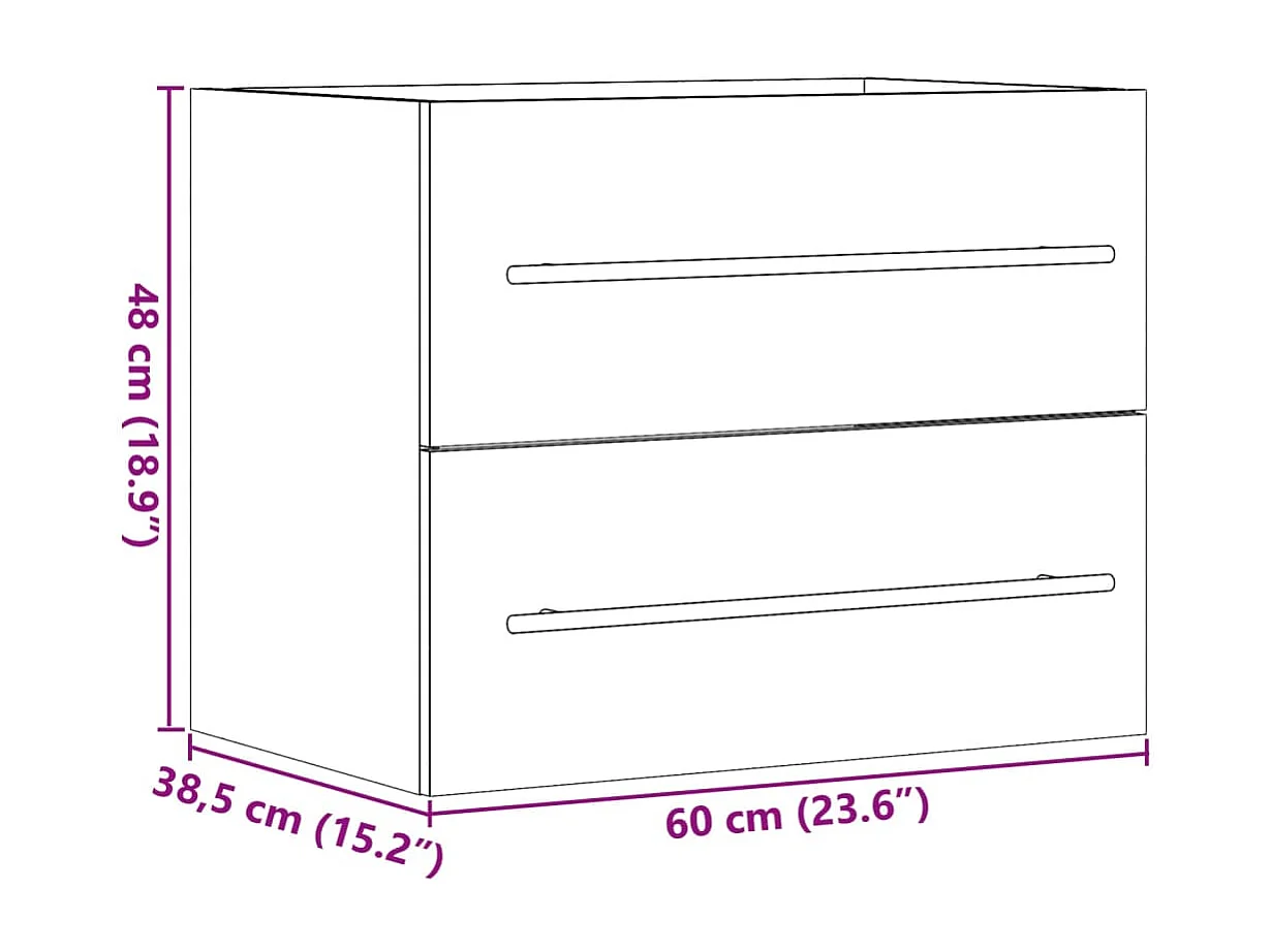 Mobile lavabo in rovere Sonoma 60x38,5x48 cm in truciolare