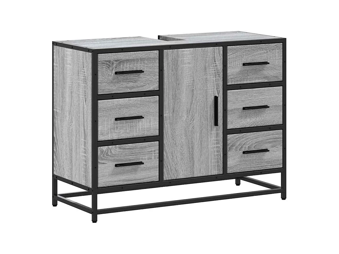 Armoire lavabo de salle de bain sonoma gris bois d'ingénierie