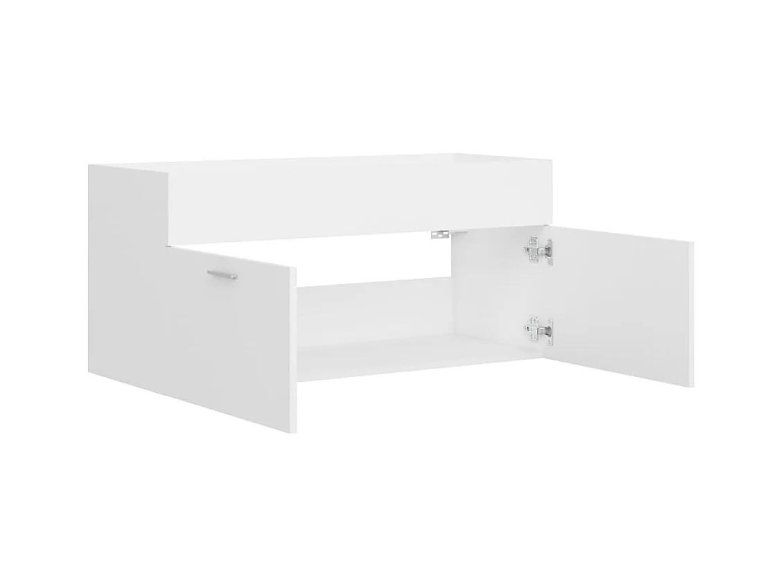 Witte spoelbakkast 100x38,5x46 cm bewerkt hout