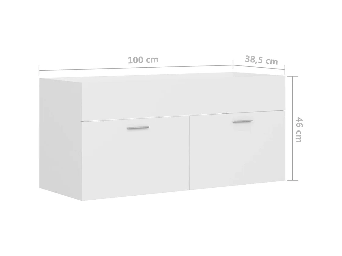 Witte spoelbakkast 100x38,5x46 cm bewerkt hout