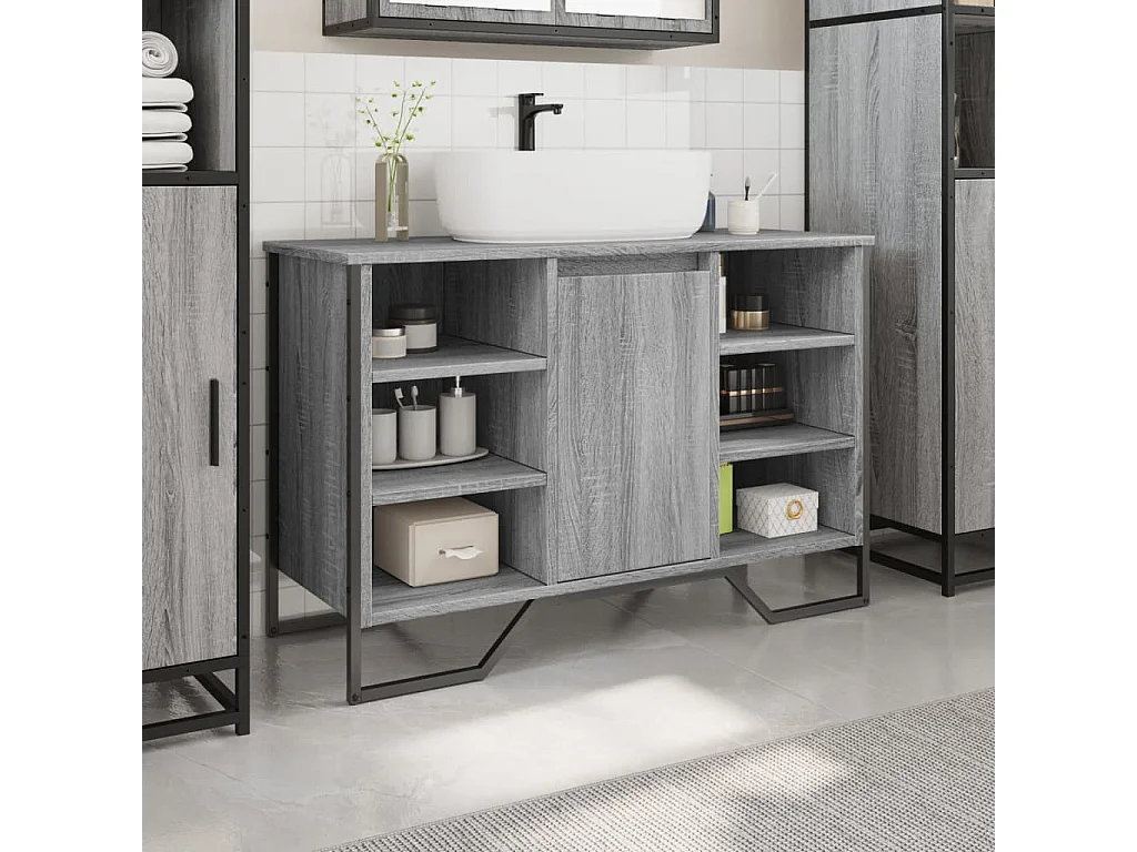 Mobile lavabo da bagno grigio Sonoma 91x35x60 cm