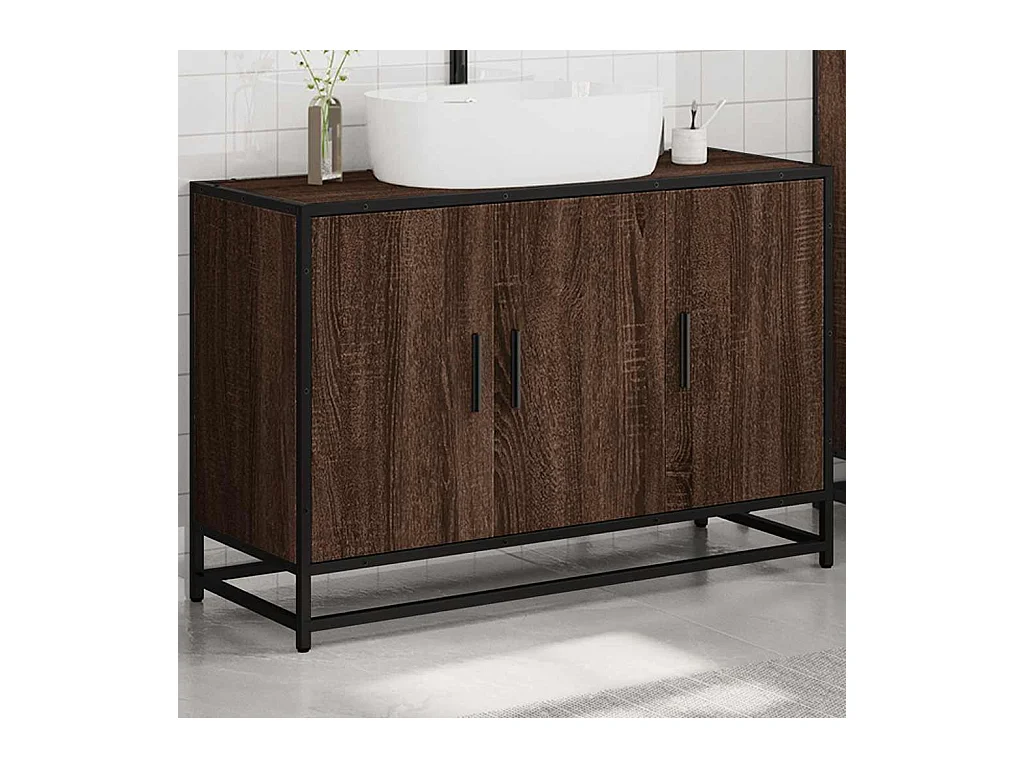 Badkamer wastafelkast bruin eiken 90x33x60 cm