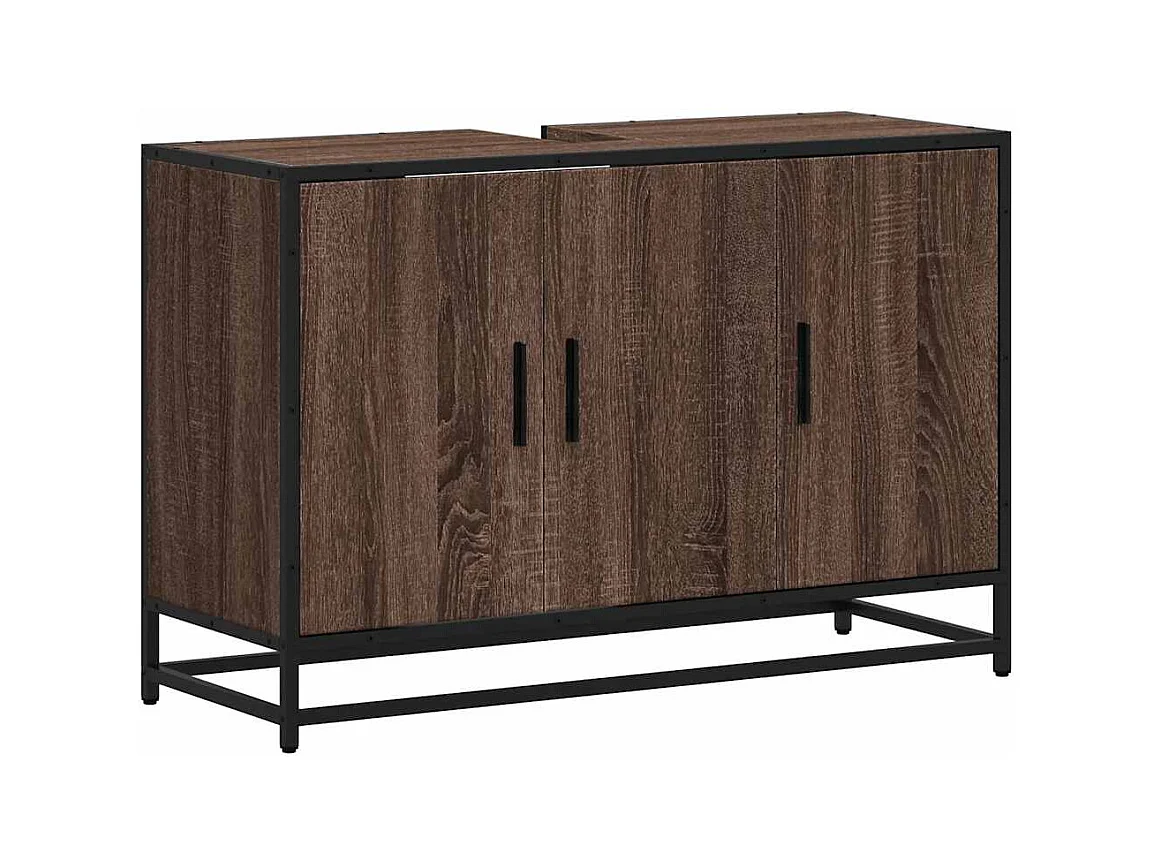 Armoire de lavabo de salle de bain chêne marron 90x33x60 cm