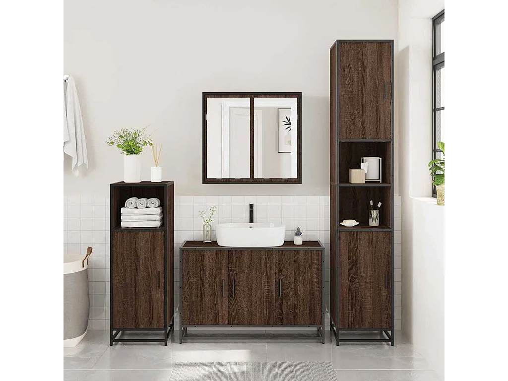 Armoire de lavabo de salle de bain chêne marron 90x33x60 cm