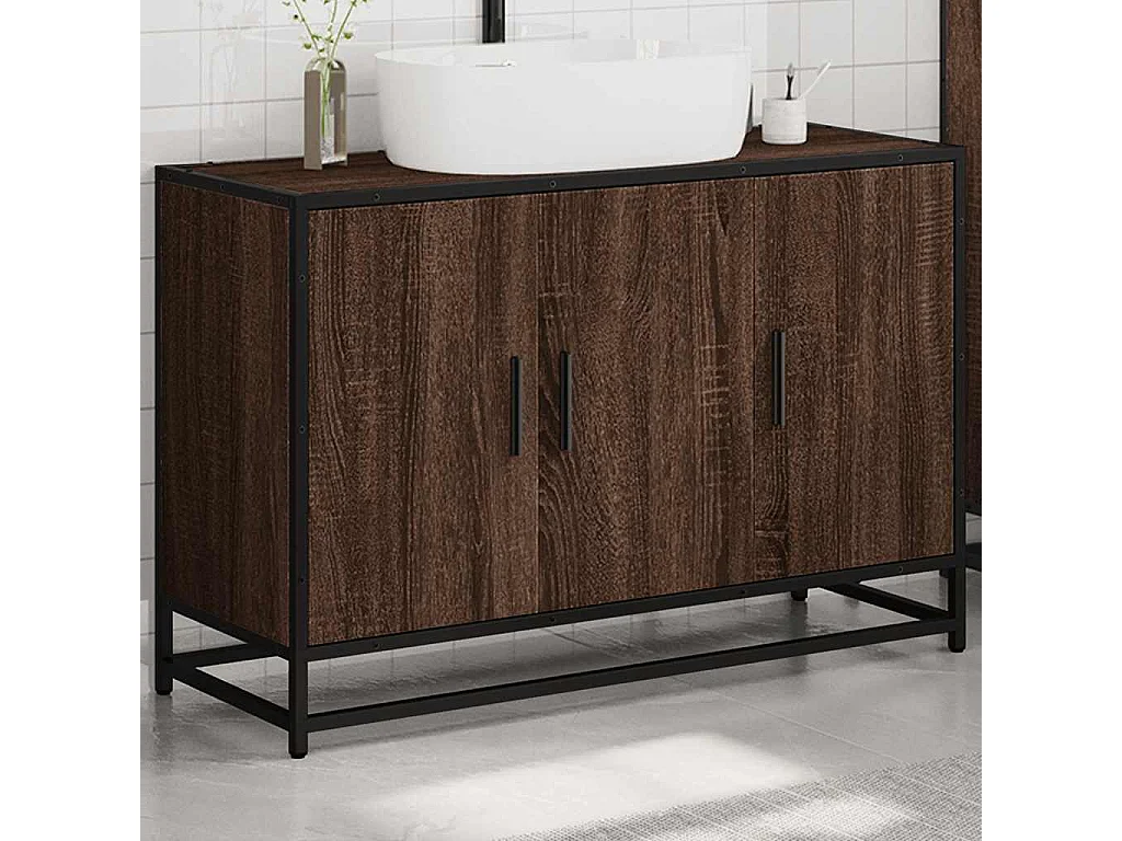 Armoire de lavabo de salle de bain chêne marron 90x33x60 cm