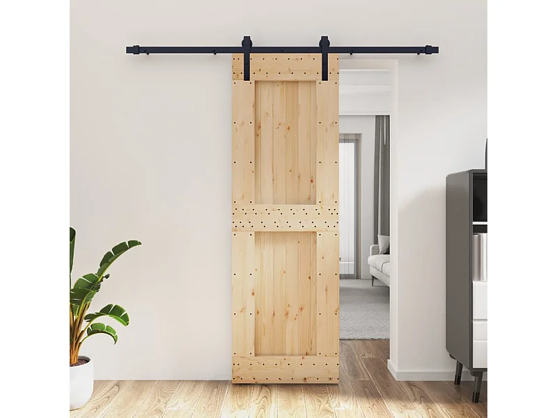 Porte coulissante et kit de quincaillerie 70x210 cm pin massif