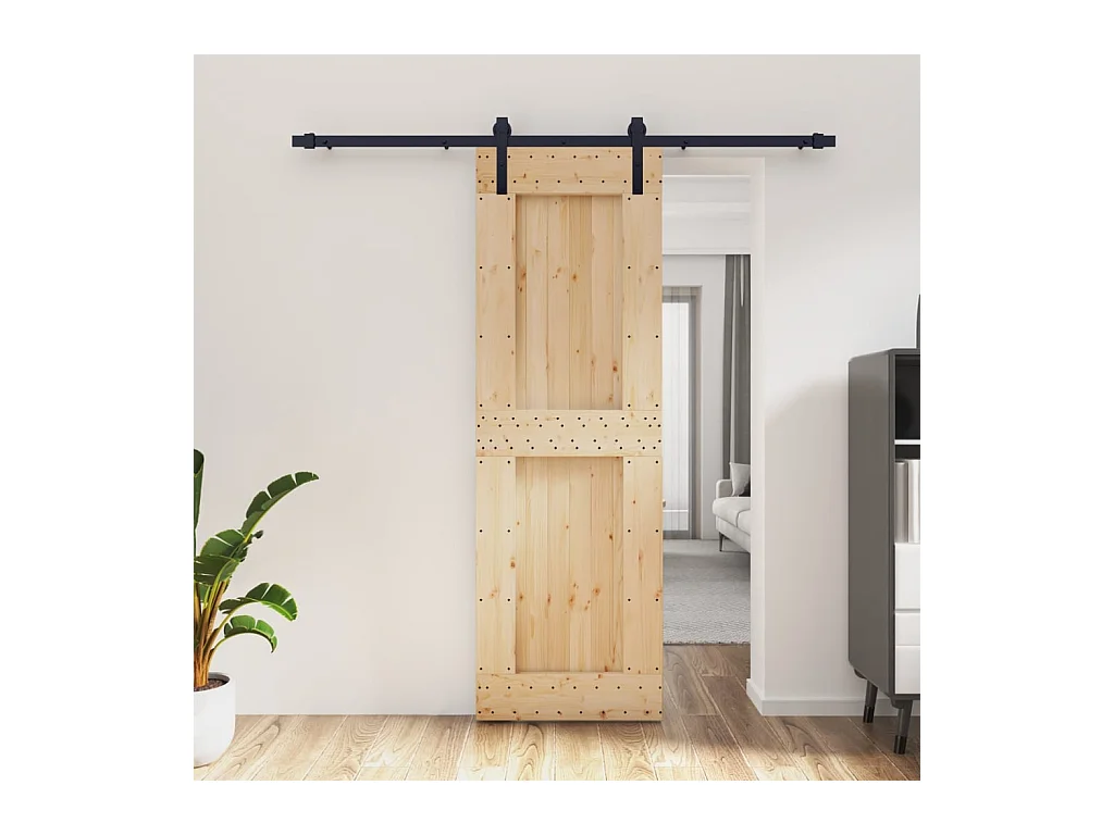 Porte coulissante et kit de quincaillerie 70x210 cm pin massif