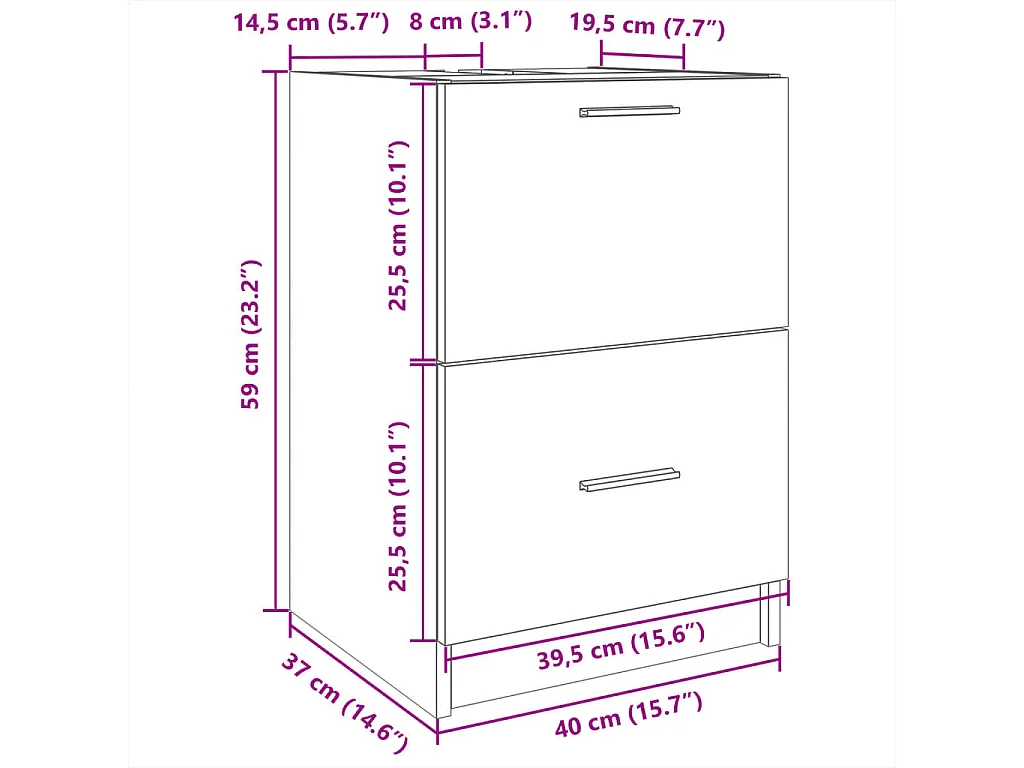 Zwarte wastafelkast 40x37x59 cm bewerkt hout