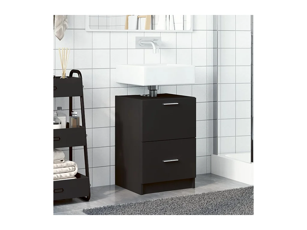 Mueble lavabo negro 40x37x59 cm madera de ingeniería