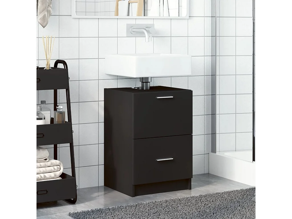 Mobile lavabo nero 40x37x59 cm in legno ingegnerizzato