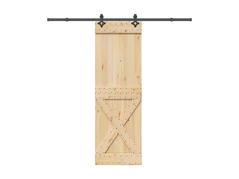 Porte coulissante et kit de quincaillerie 70x210 cm pin massif