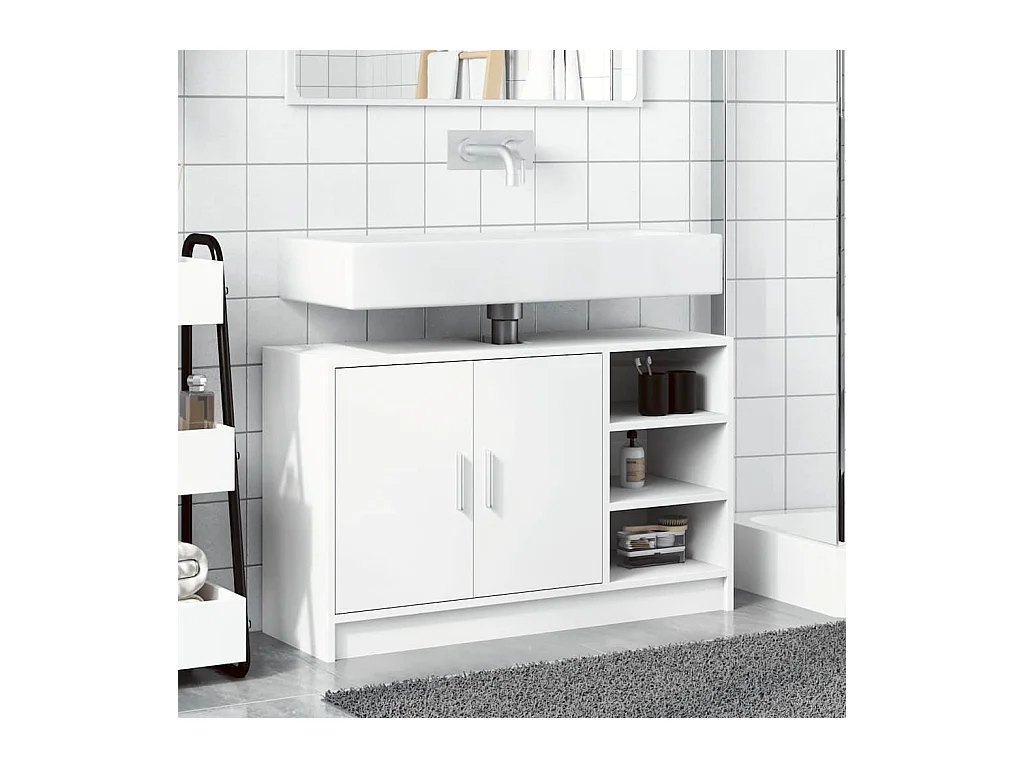 Mueble lavabo blanco 90x29x55 cm madera de ingeniería