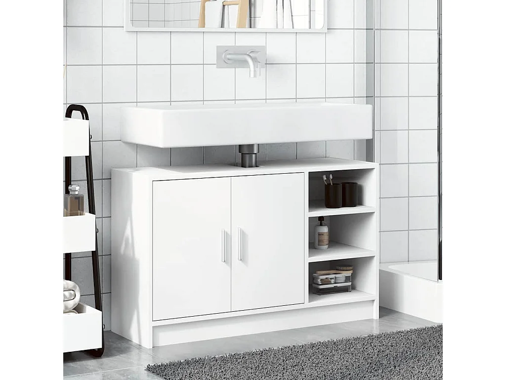 Mobile lavabo bianco 90x29x55 cm in legno ingegnerizzato