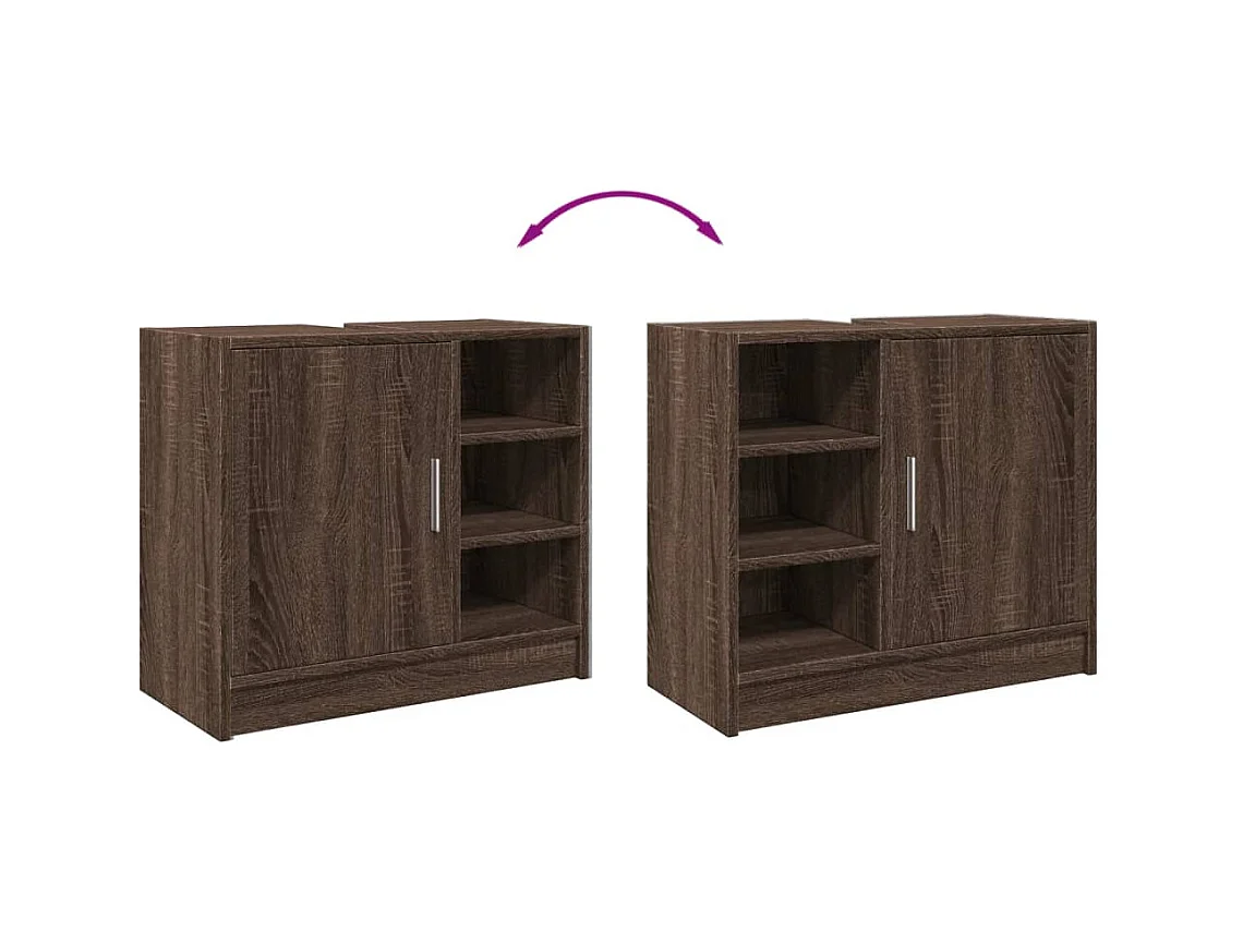 Mueble lavabo roble marrón 63x29x55 cm madera de ingeniería