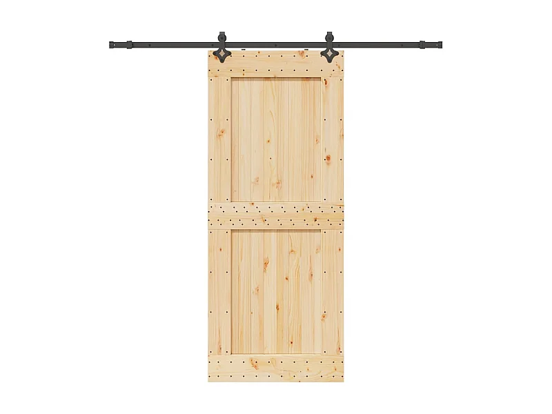 Schuifdeur en beslagset 95x210 cm massief grenen