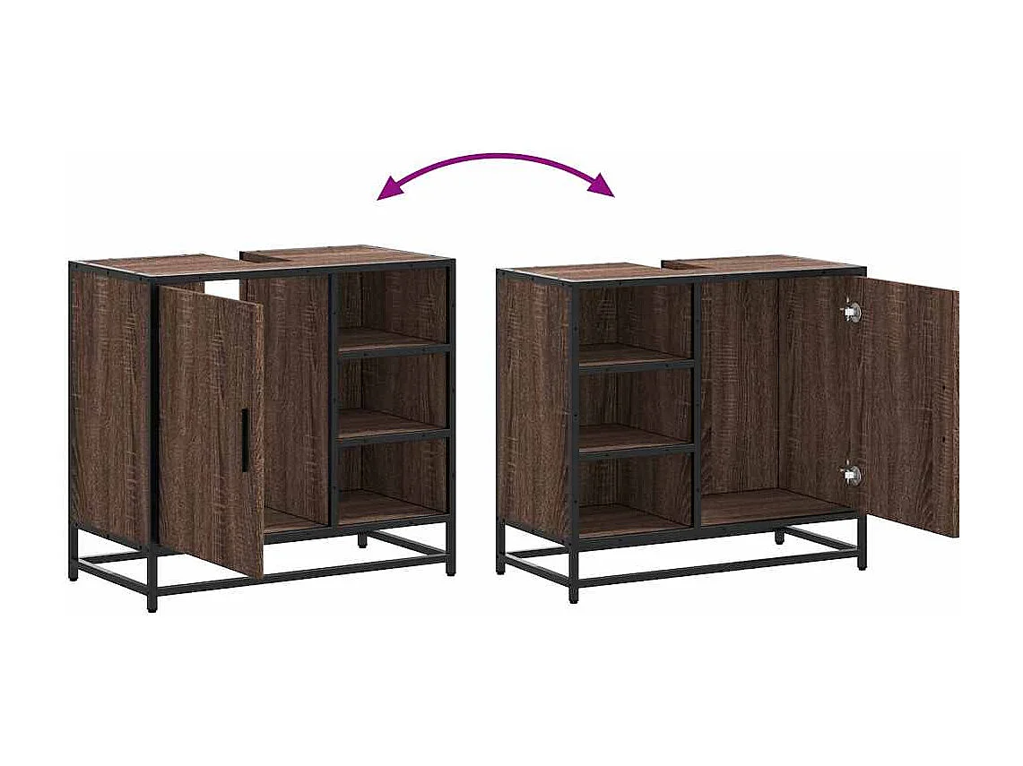 Armoire de lavabo de salle de bain chêne marron 65x33x60 cm