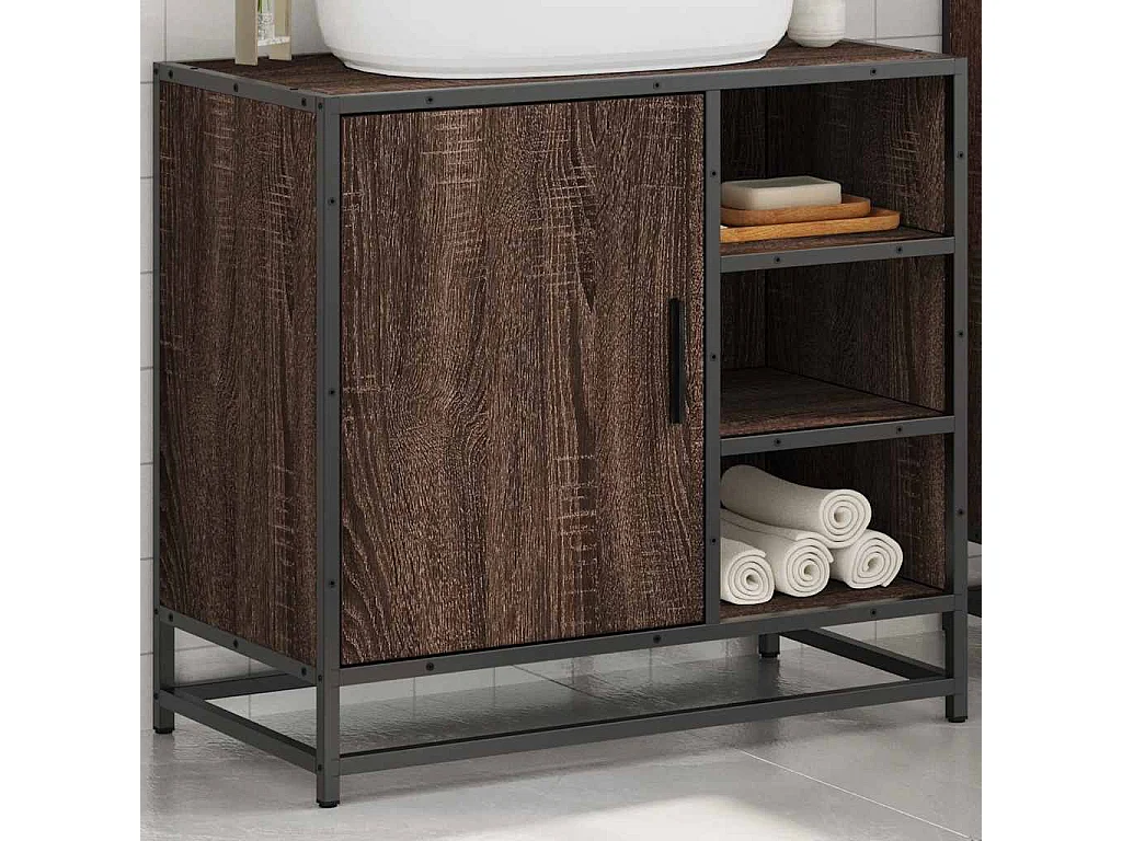 Armoire de lavabo de salle de bain chêne marron 65x33x60 cm