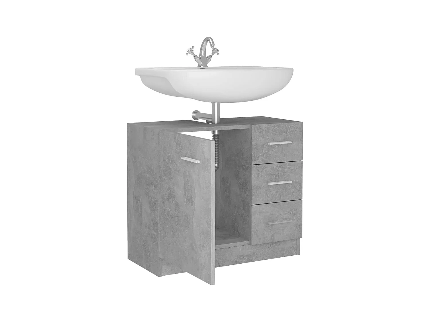 Betongrijze spoelbakkast 63x30x54 cm bewerkt hout