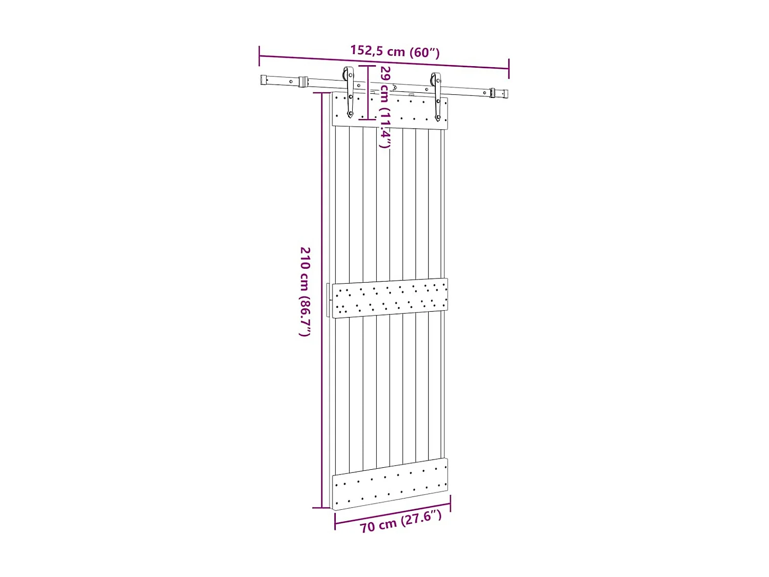 Kit puerta corredera y herrajes 70x210 cm pino macizo