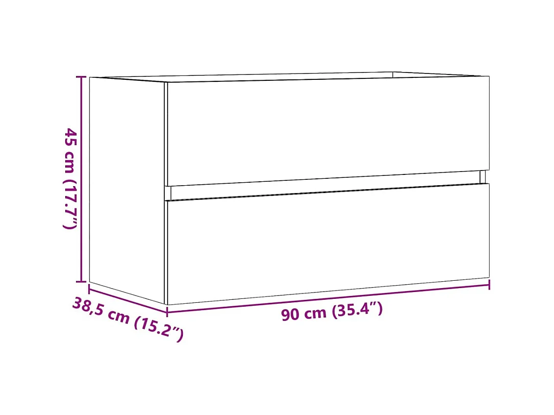 Betongrijze spoelbakkast 90x38,5x45 cm spaanplaat