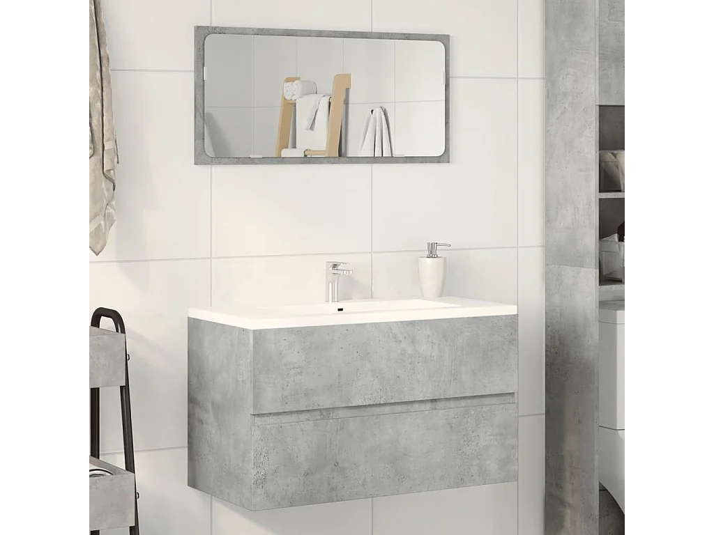 Mobile lavabo grigio cemento 90x38,5x45 cm in truciolare