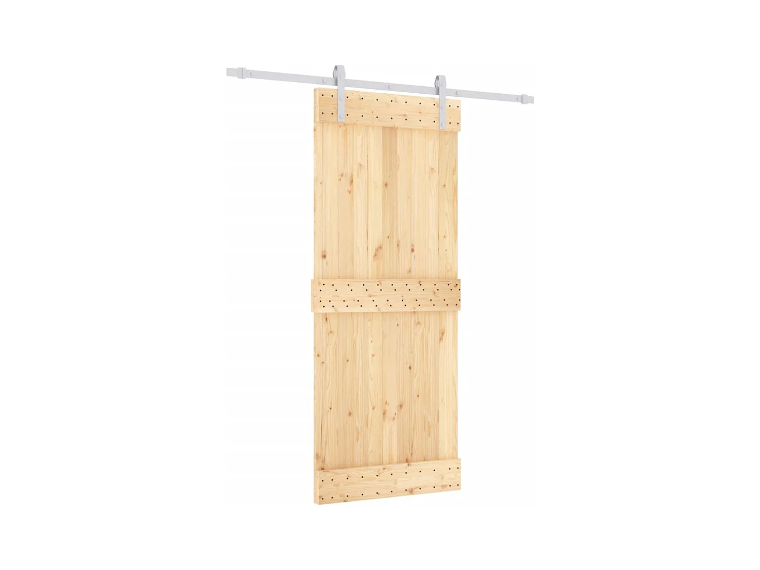Porte coulissante et kit de quincaillerie 85x210 cm pin massif