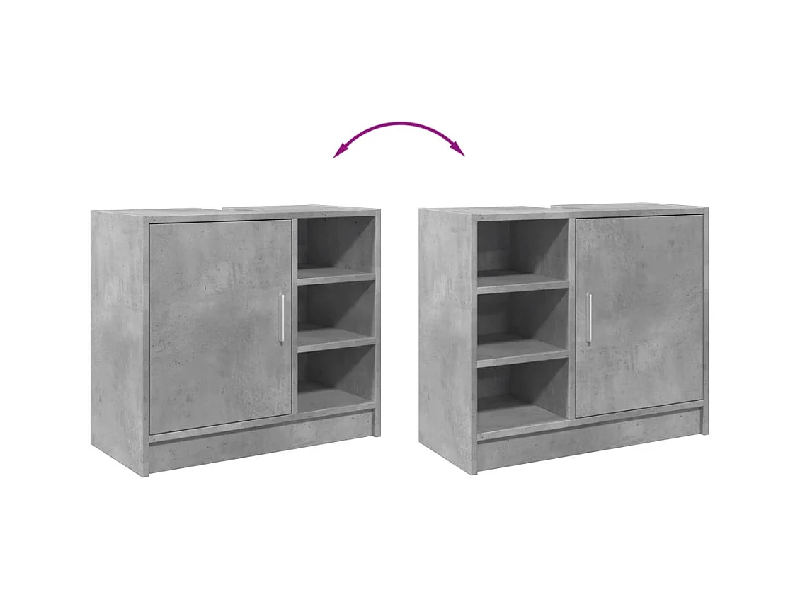Betongrijze wastafelkast 63x29x55 cm bewerkt hout