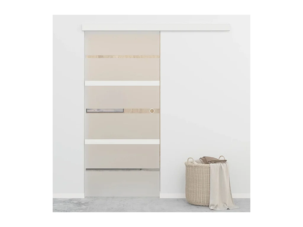 Porta scorrevole con fermi ammortizzati vetro ESG alluminio 90x205 cm