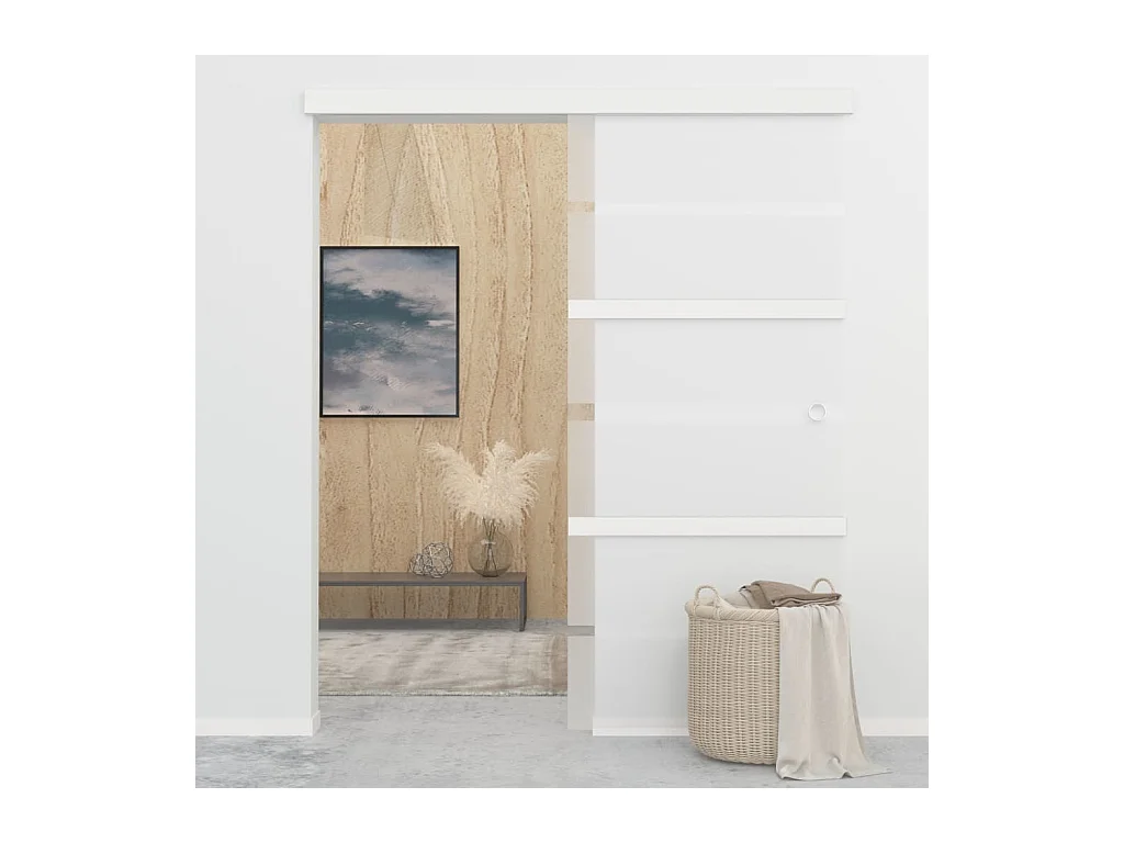 Porta scorrevole con fermi ammortizzati vetro ESG alluminio 90x205 cm