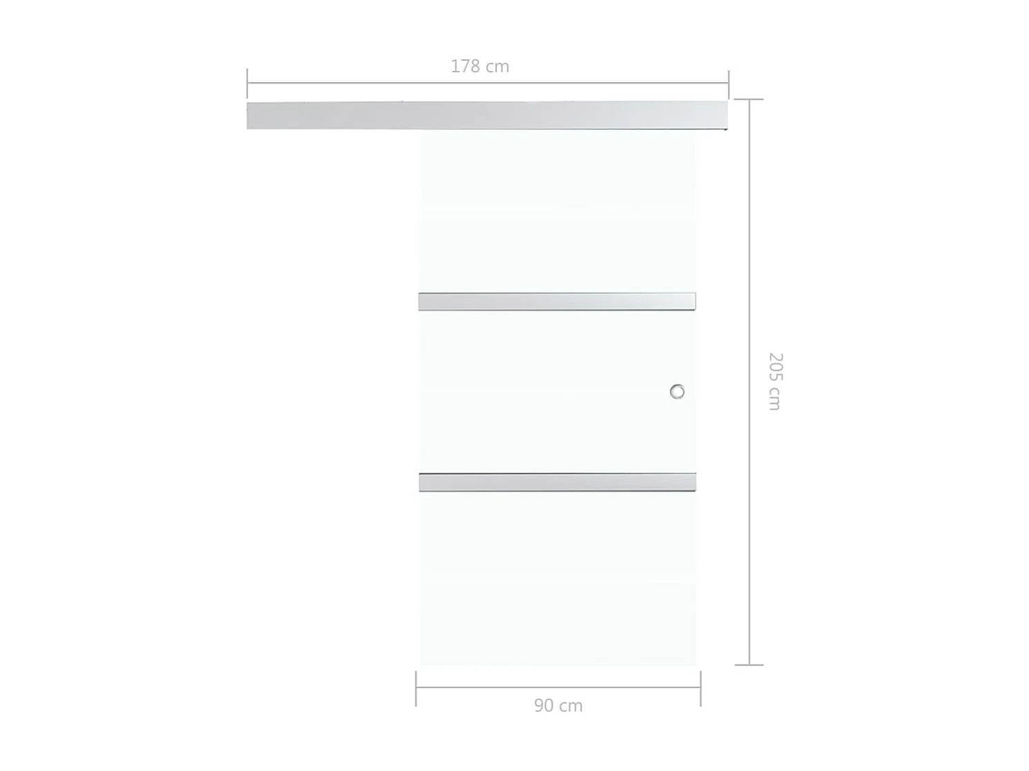 Porta scorrevole con fermi ammortizzati vetro ESG alluminio 90x205 cm