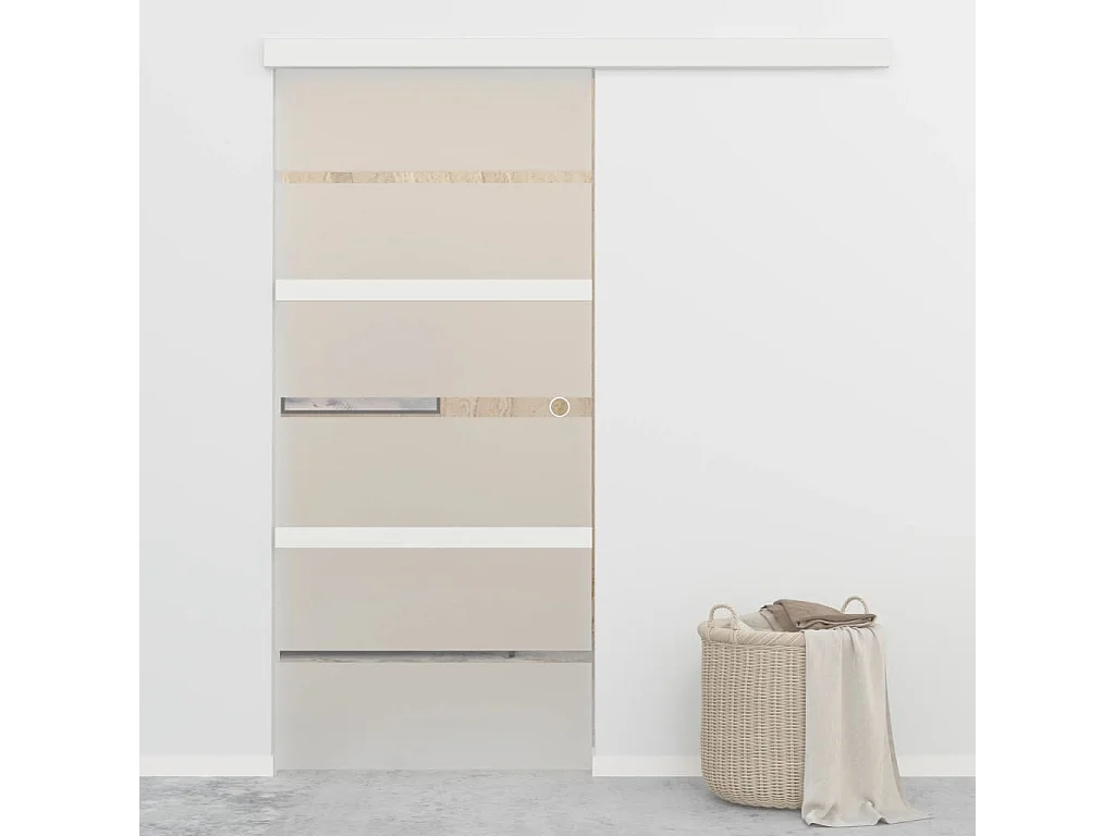 Porte coulissante butées souples Verre ESG aluminium 90x205 cm