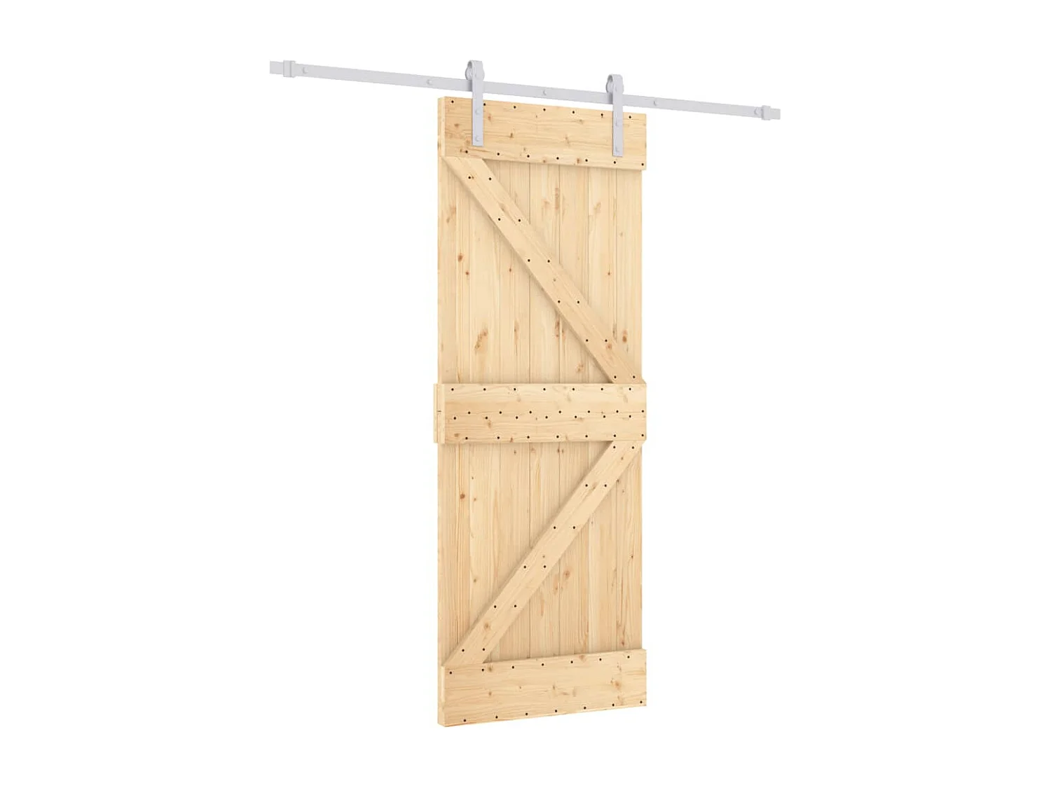 Porte coulissante et kit de quincaillerie 80x210 cm pin massif