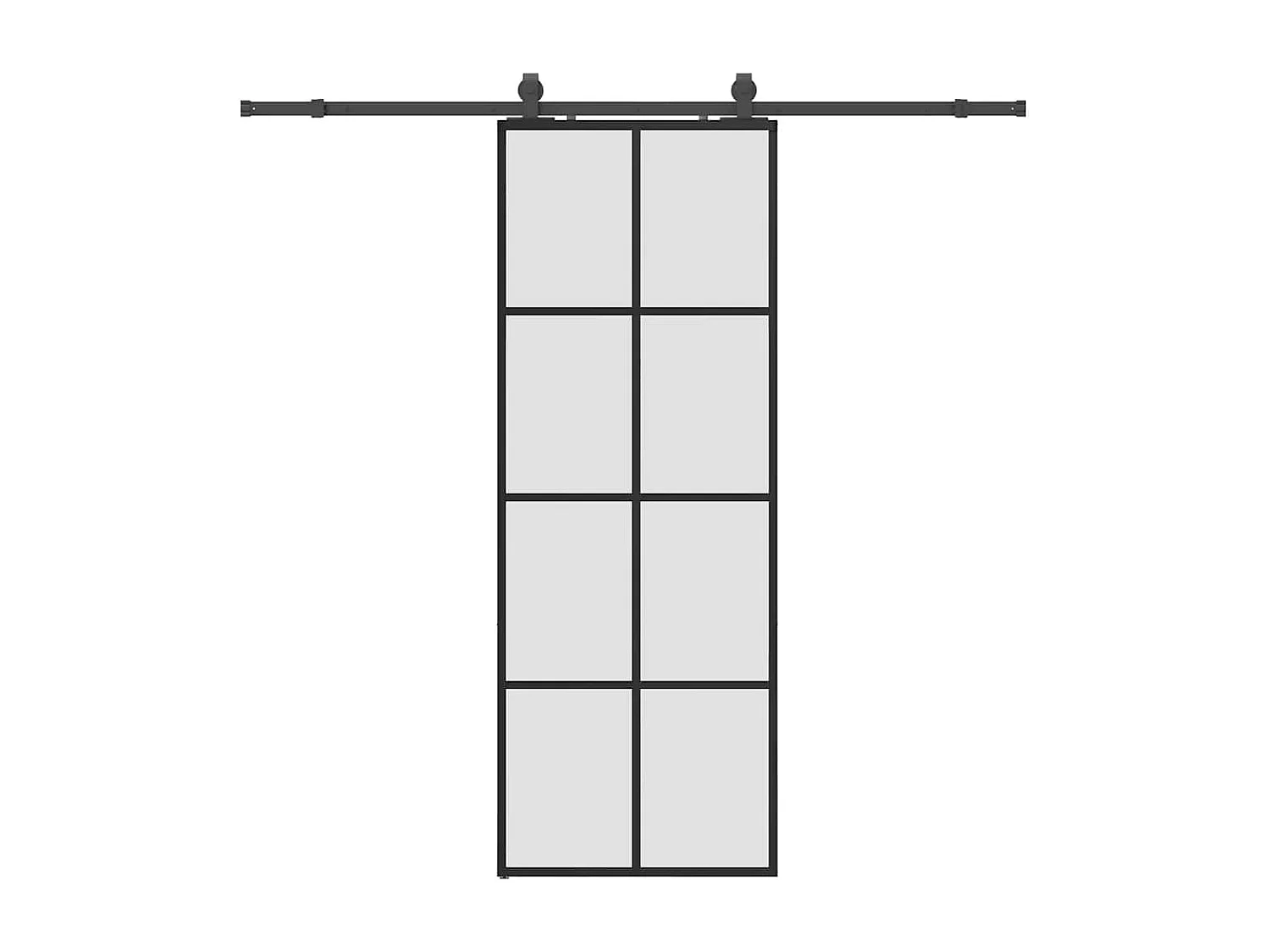 Porte coulissante kit de quincaillerie noir 76x205 cm verre ESG
