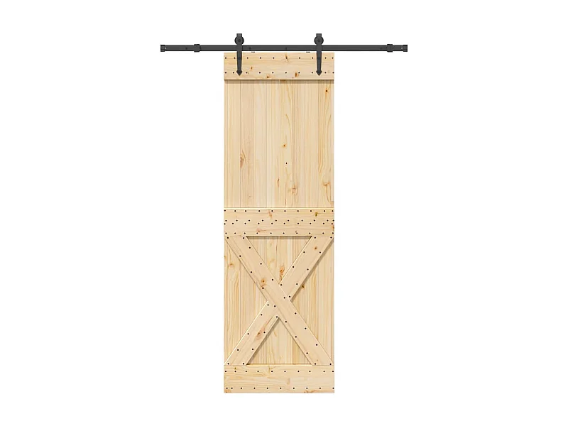 Porte coulissante et kit de quincaillerie 70x210 cm pin massif