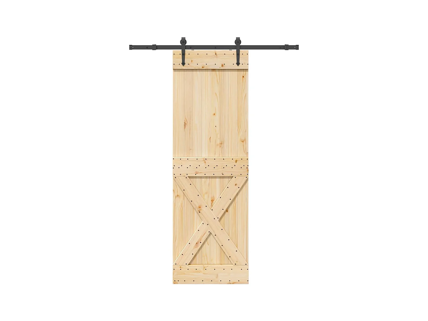 Porte coulissante et kit de quincaillerie 70x210 cm pin massif