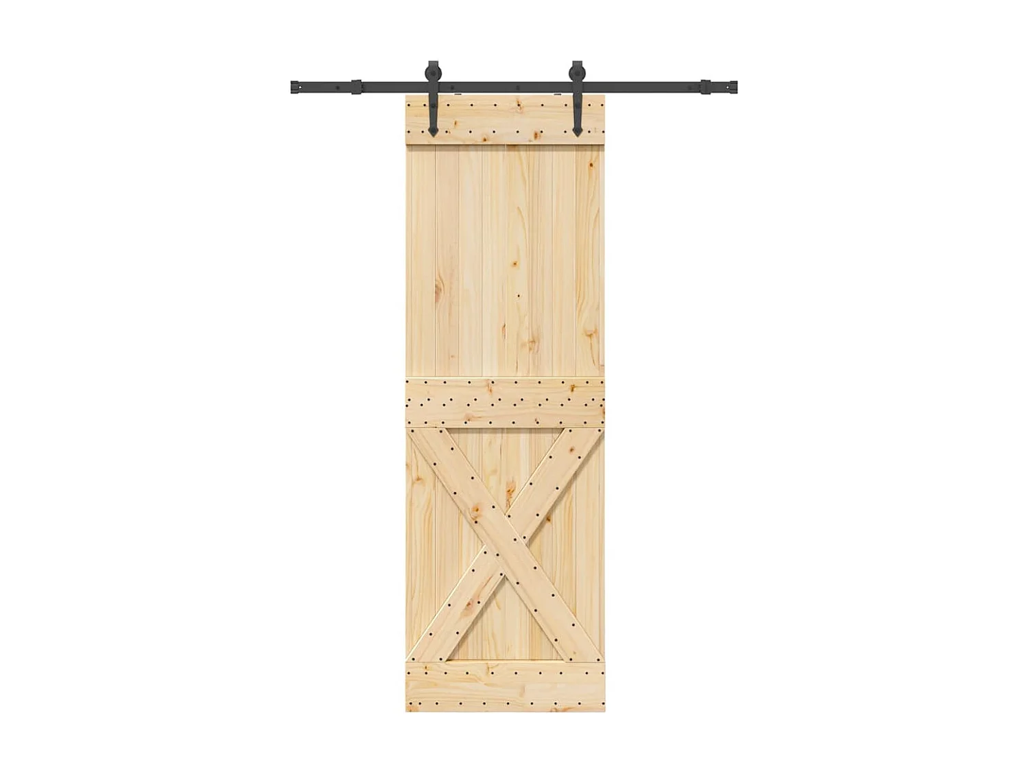 Porte coulissante et kit de quincaillerie 70x210 cm pin massif